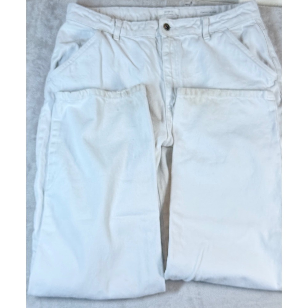 Cotton On Carpenter Pants Large 42 White Utility Pockets Summer Cotton Blend - Picture 3 of 16